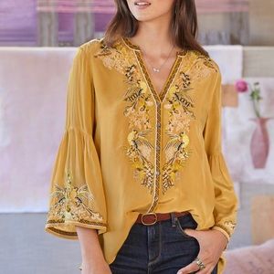 Sundance embroidered shirt in golden yellow